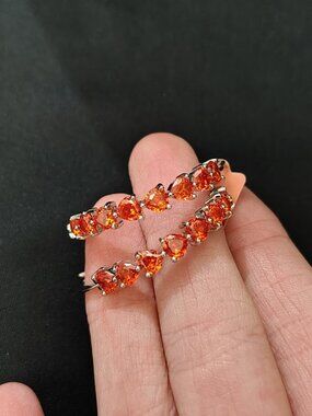 Orange Heart Simulated Diamond Inside Out Hoop Earrings